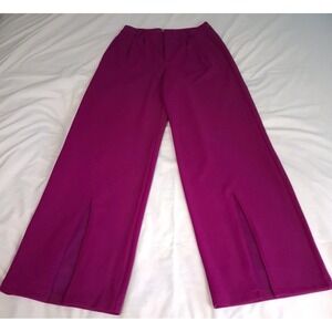Happily Gray Pants Juniors Size 1 Pink Magenta Wide Leg Trouser Pleated Slit